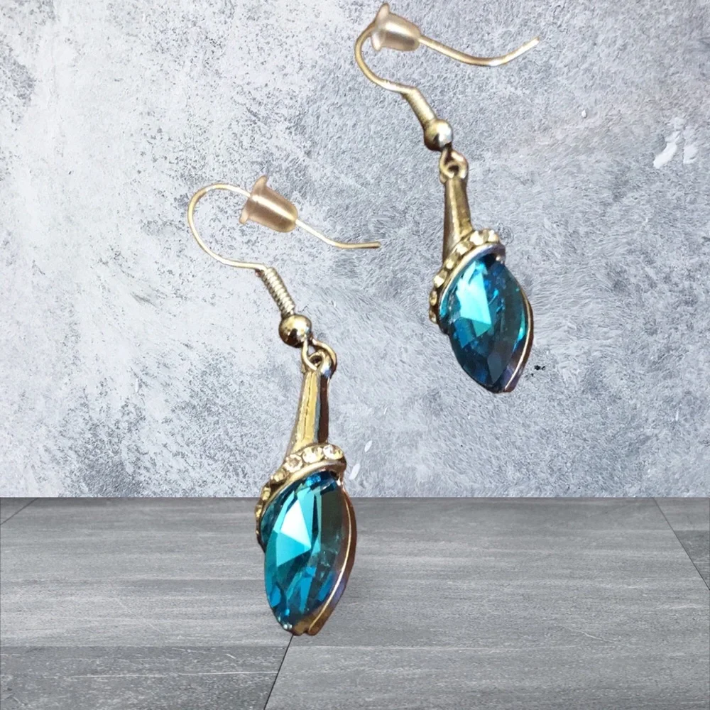 Yaomiao Crystal Dangle Water Drop Earrings Women's Silver/Blue